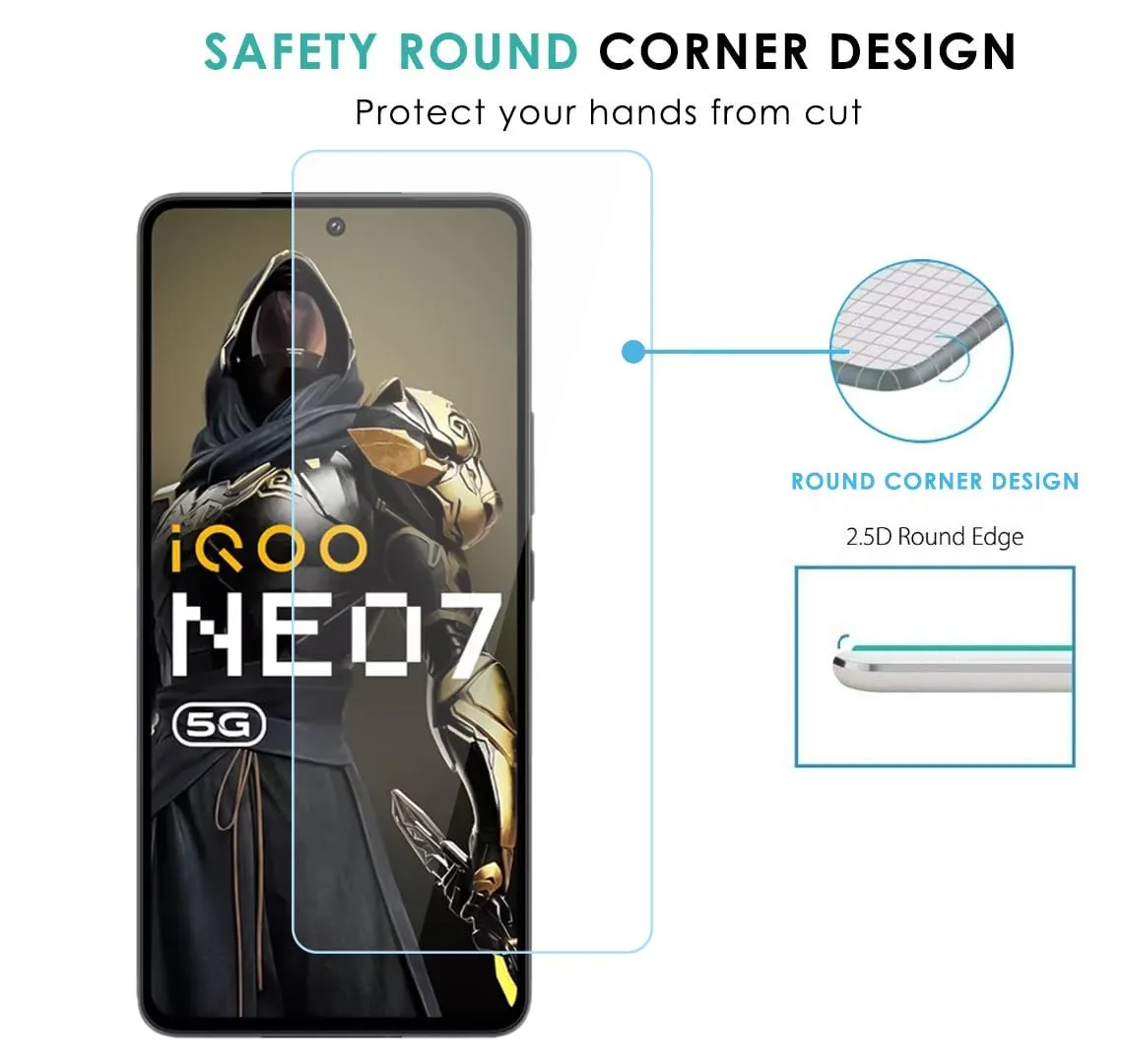 iQOO Neo 7 / 7 Pro / iQOO 9T / 11 Tempered and Screen Protector Guard GLaS HD - 2 Pack