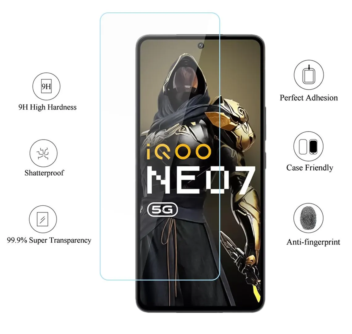 iQOO Neo 7 / 7 Pro / iQOO 9T / 11 Tempered and Screen Protector Guard GLaS HD - 2 Pack