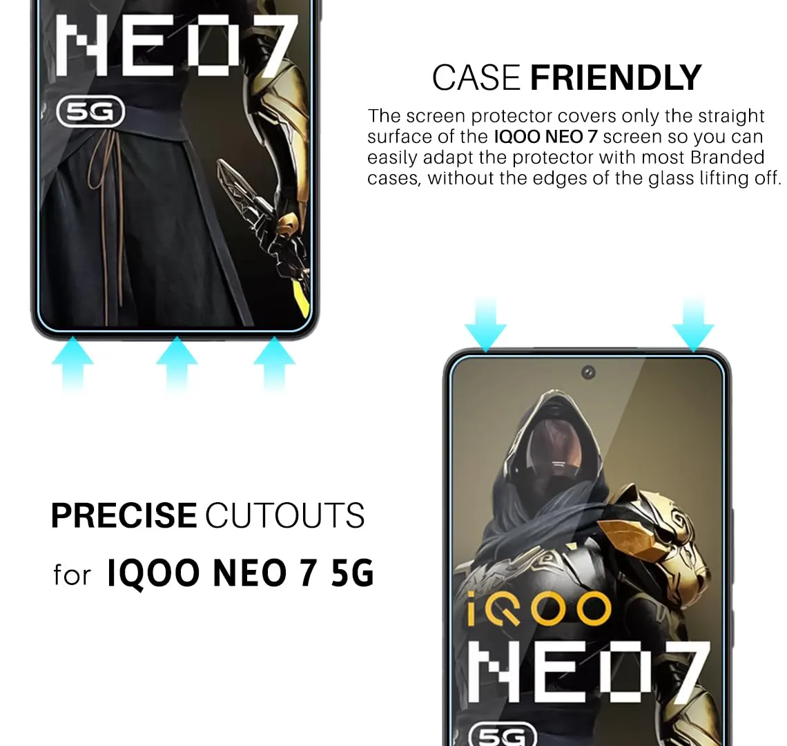 iQOO Neo 7 / 7 Pro / iQOO 9T / 11 Tempered and Screen Protector Guard GLaS HD - 2 Pack