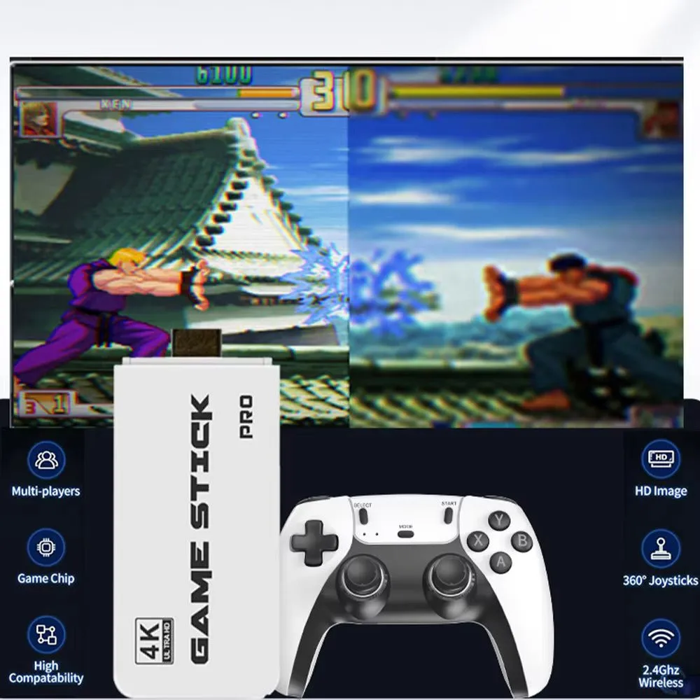 M15 4K Pro Game Stick 64G 30000  Video Game Console 2.4G Double Wireless Controller 4K Retro Game TV