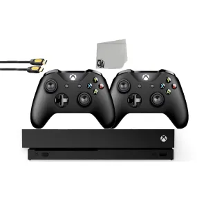 Microsoft Xbox One X 1TB Gaming Console Black with 2 Controller Included BOLT AXTION Bundle Used