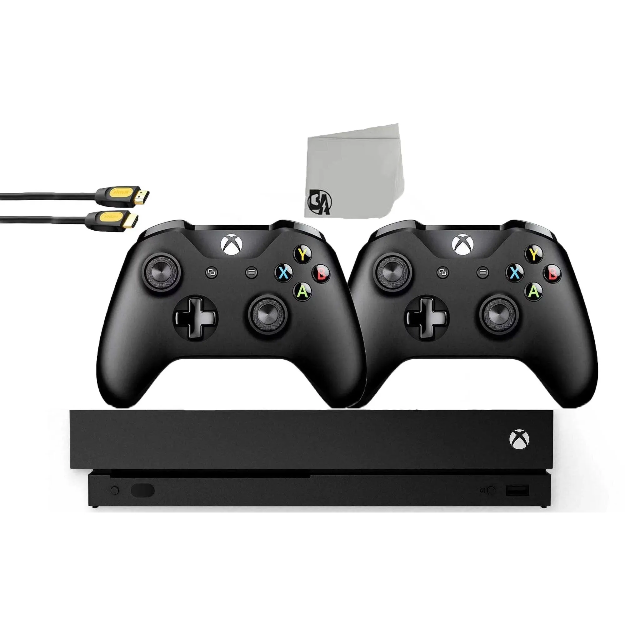 Microsoft Xbox One X 1TB Gaming Console Black with 2 Controller Included BOLT AXTION Bundle Used