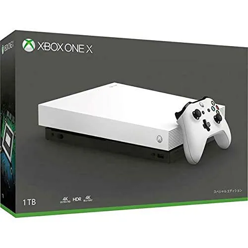 Microsoft Xbox One X 1TB Gaming Console White with 2 Controller Included BOLT AXTION Bundle Refurbished