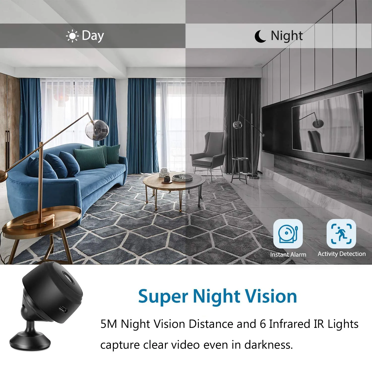 Mini 1080P Wireless Night Vision Security Camera with 150° Wide-Angle Lens by Lexuma