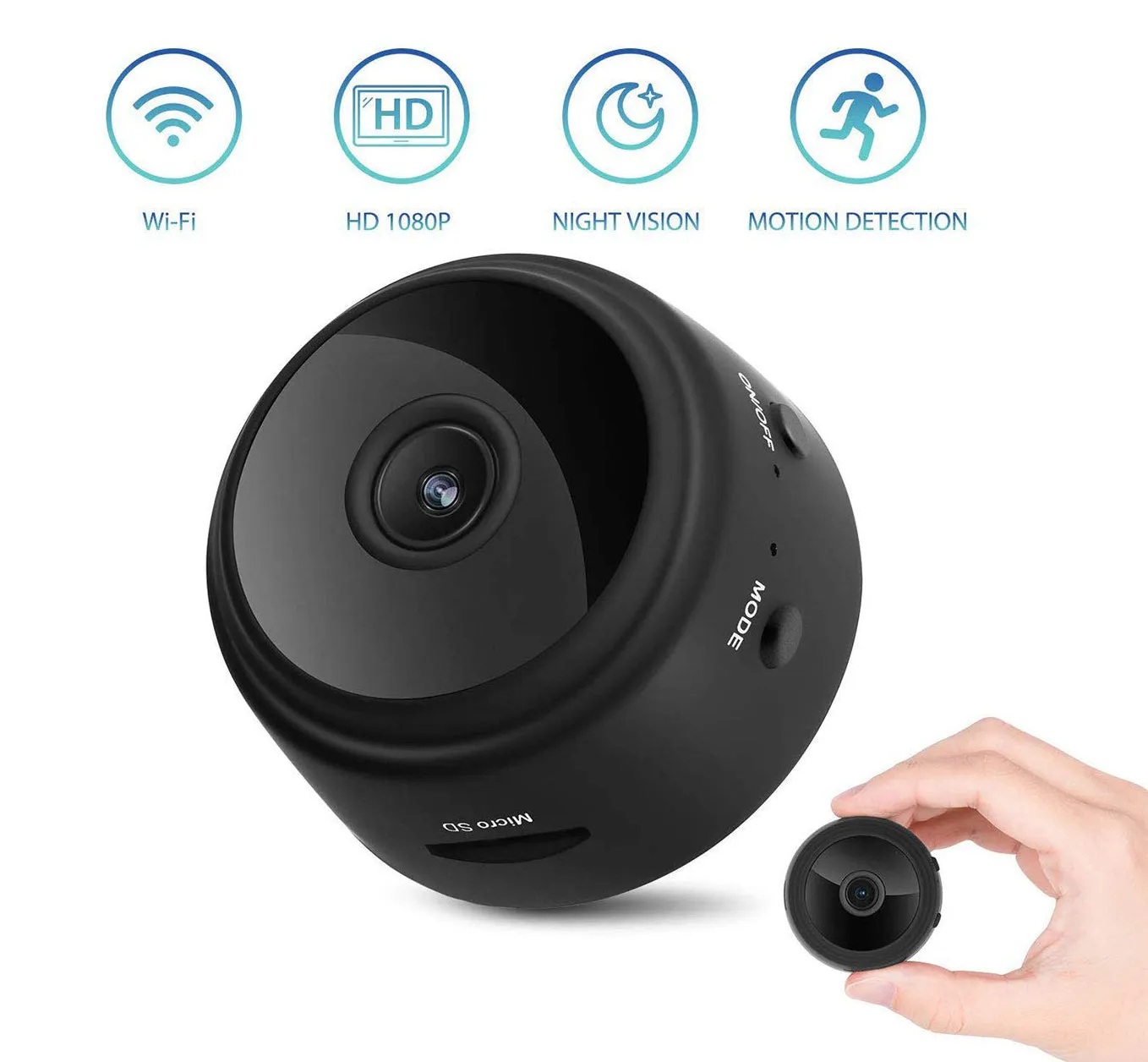 Mini 1080P Wireless Night Vision Security Camera with 150° Wide-Angle Lens by Lexuma