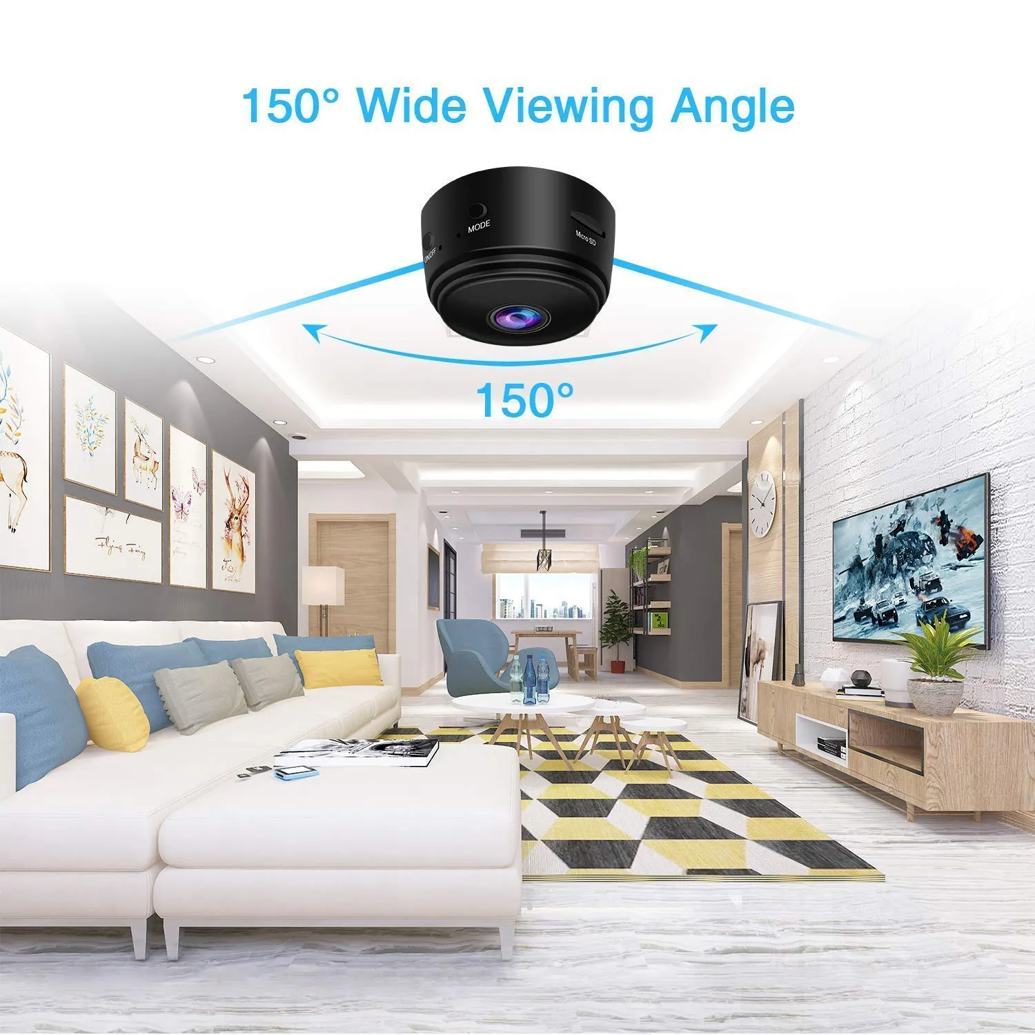 Mini 1080P Wireless Night Vision Security Camera with 150° Wide-Angle Lens by Lexuma