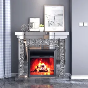 Mirrored Electronic Fireplace with Remote Controller