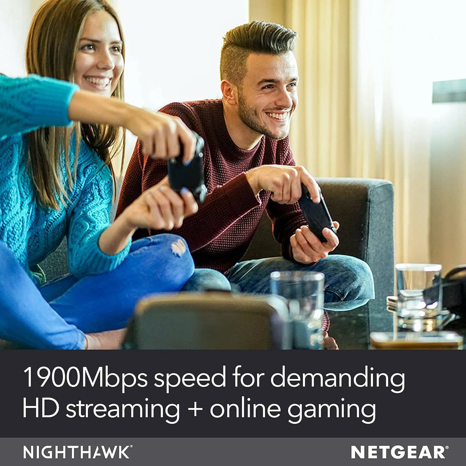 NETGEAR Nighthawk Smart Wi-Fi Router (R7000-100NAS) - AC1900 Wireless Speed (Up to 1900 Mbps) (Refurbished)