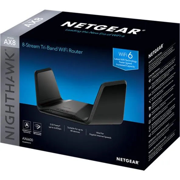 NETGEAR Nighthawk Tri-band AX8 8-Stream AX6600 WiFi 6 Router