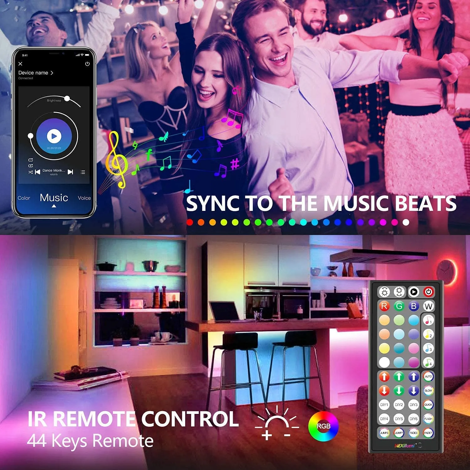 Nexillumi 132 Ft. Color Changing RGB LED Lights