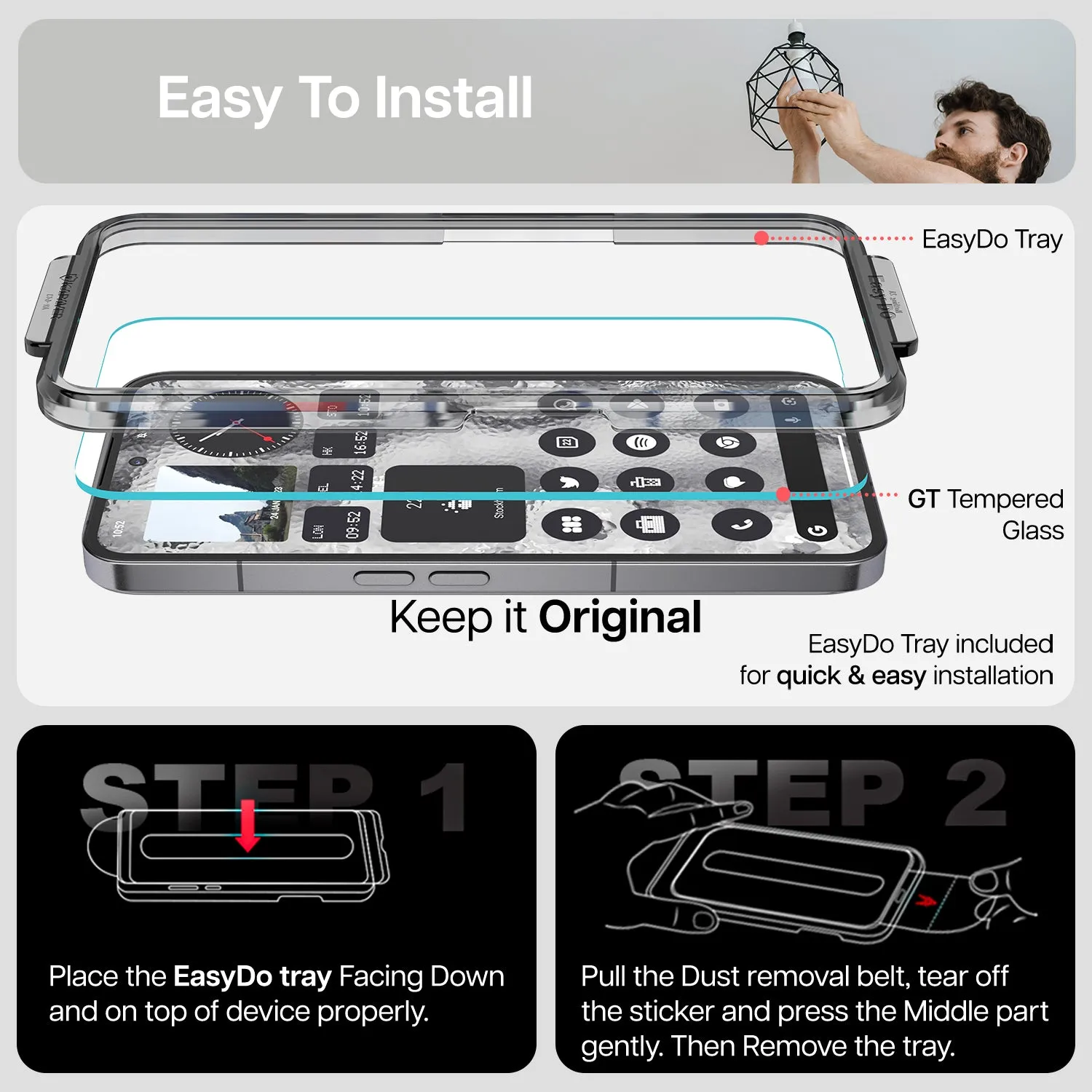 Nothing Phone 2 Tempered Glass Screen Protector Guard | Glass HD - 1 Pack (With Easy Applicator)