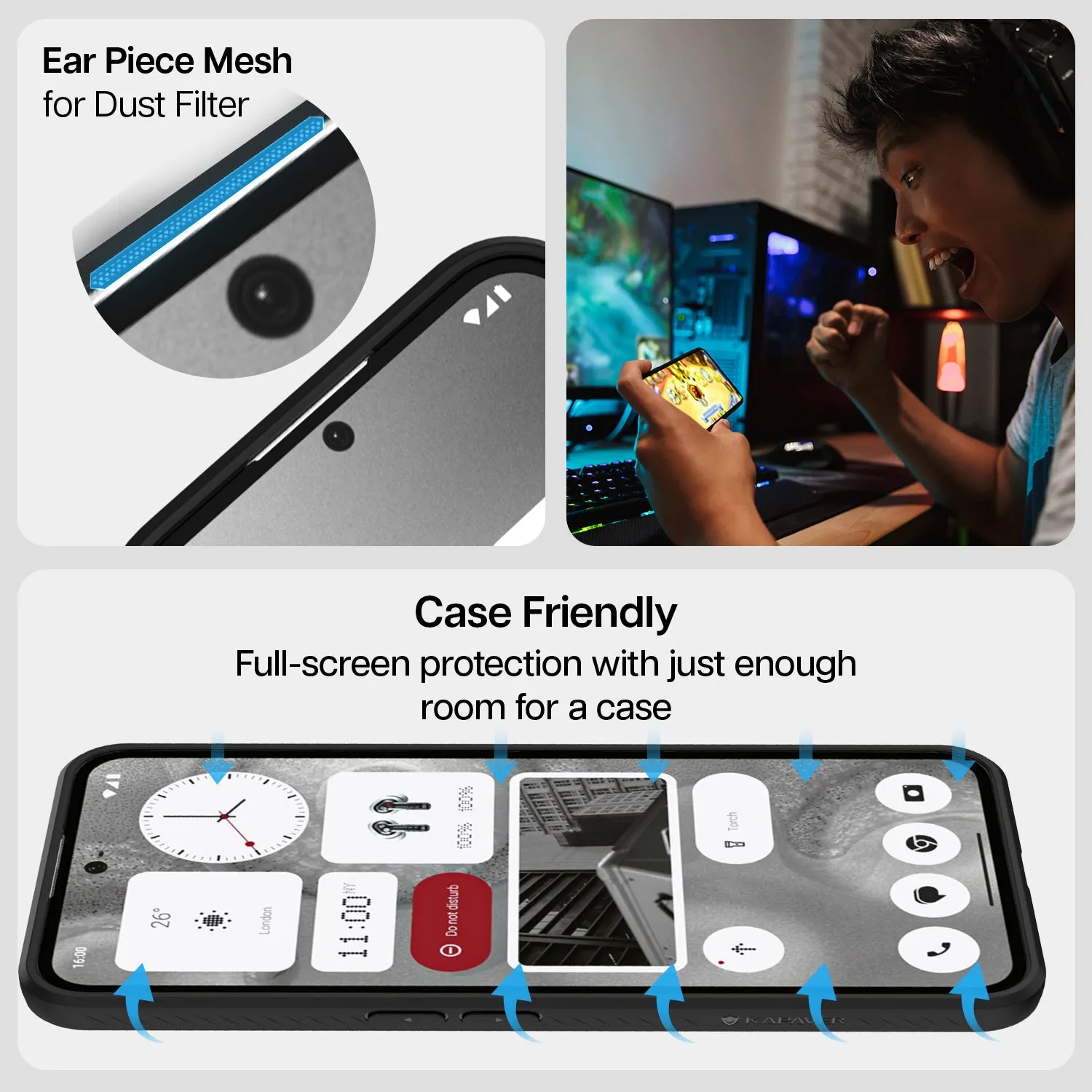 Nothing Phone 2 Tempered Glass Screen Protector Guard | Glass HD - 1 Pack (With Easy Applicator)