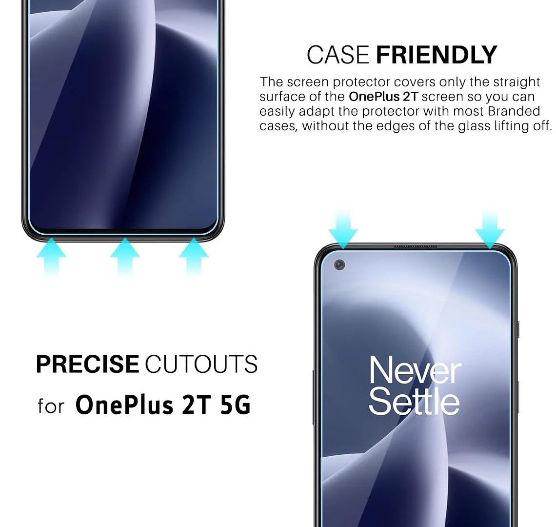 OnePlus Nord 2T Tempered Glass Screen Guard Edge-to-Edge - 2 PACK