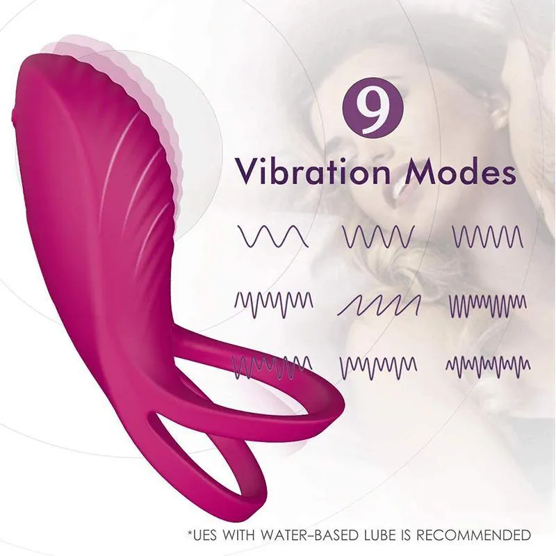 PHANXY Adjustable Double Ring Vibrating Penis Ring - Enhanced Pleasure Cock Ring for Maximum Comfort and Stimulation