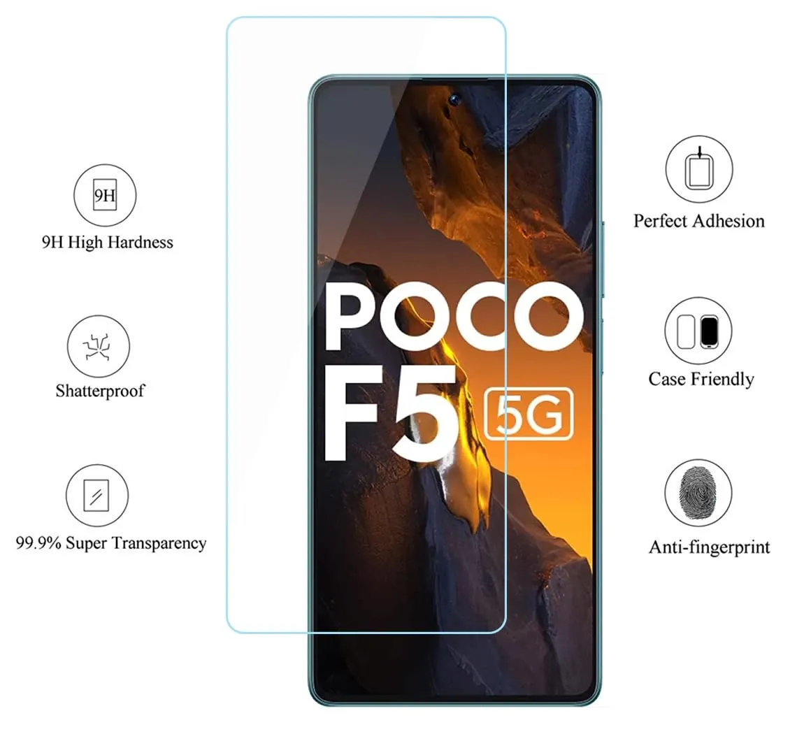 Poco F5 Tempered Screen Protector Guard GLaS HD - 2 Pack