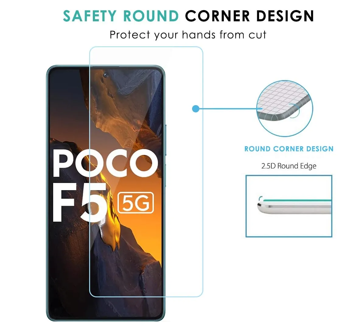 Poco F5 Tempered Screen Protector Guard GLaS HD - 2 Pack