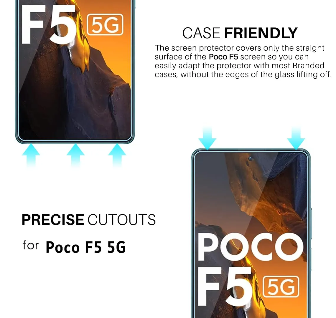 Poco F5 Tempered Screen Protector Guard GLaS HD - 2 Pack