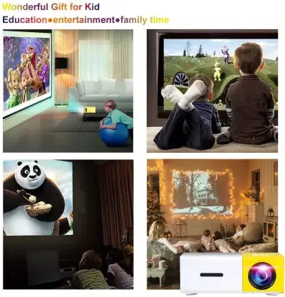Portable Mini Home Theatre LED Projector; With remote controller YG300 400LM, supports HDMI, AV, SD, USB interfaces (Yellow)