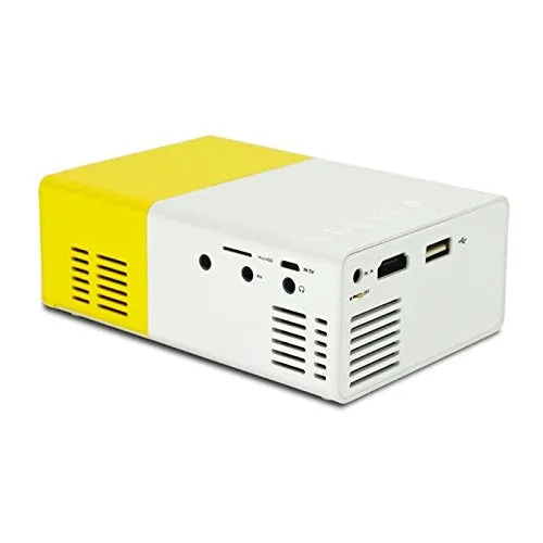 Portable Mini Home Theatre LED Projector; With remote controller YG300 400LM, supports HDMI, AV, SD, USB interfaces (Yellow)