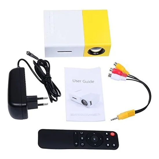 Portable Mini Home Theatre LED Projector; With remote controller YG300 400LM, supports HDMI, AV, SD, USB interfaces (Yellow)