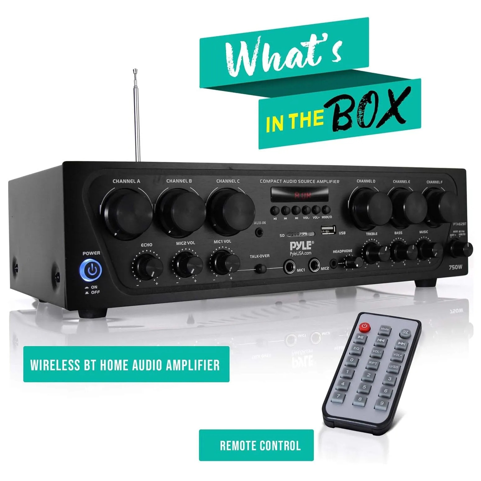 Pyle Wireless Bluetooth Home Audio Amplifier  (Refurbished)