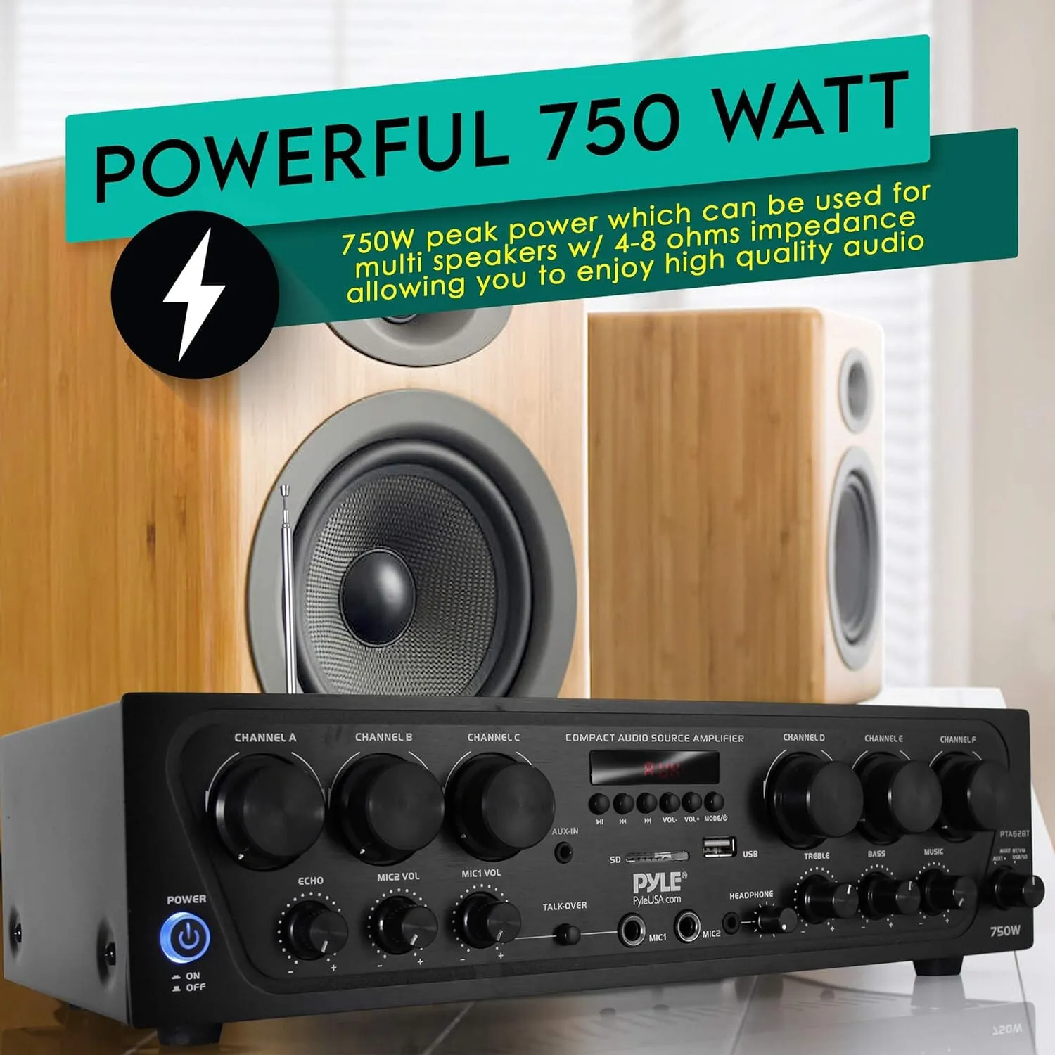 Pyle Wireless Bluetooth Home Audio Amplifier  (Refurbished)