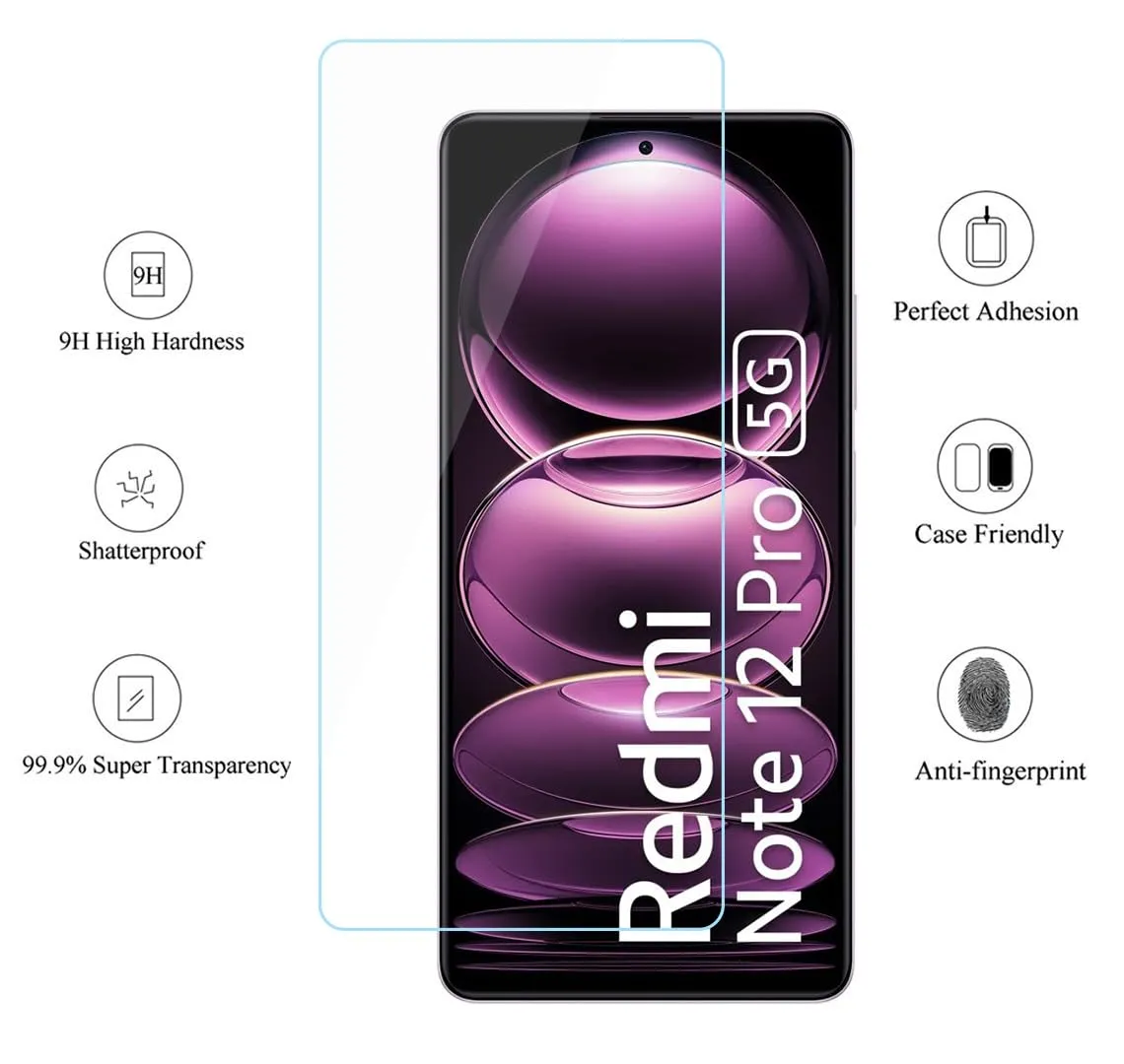 Redmi Note 12 Pro / Poco X5 Pro Tempered Screen Protector Guard GLaS HD - 2 Pack