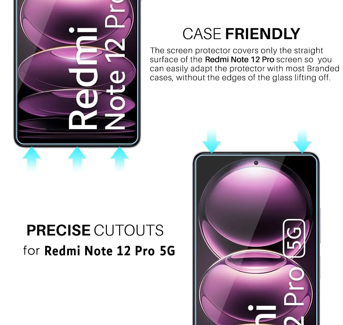 Redmi Note 12 Pro / Poco X5 Pro Tempered Screen Protector Guard GLaS HD - 2 Pack