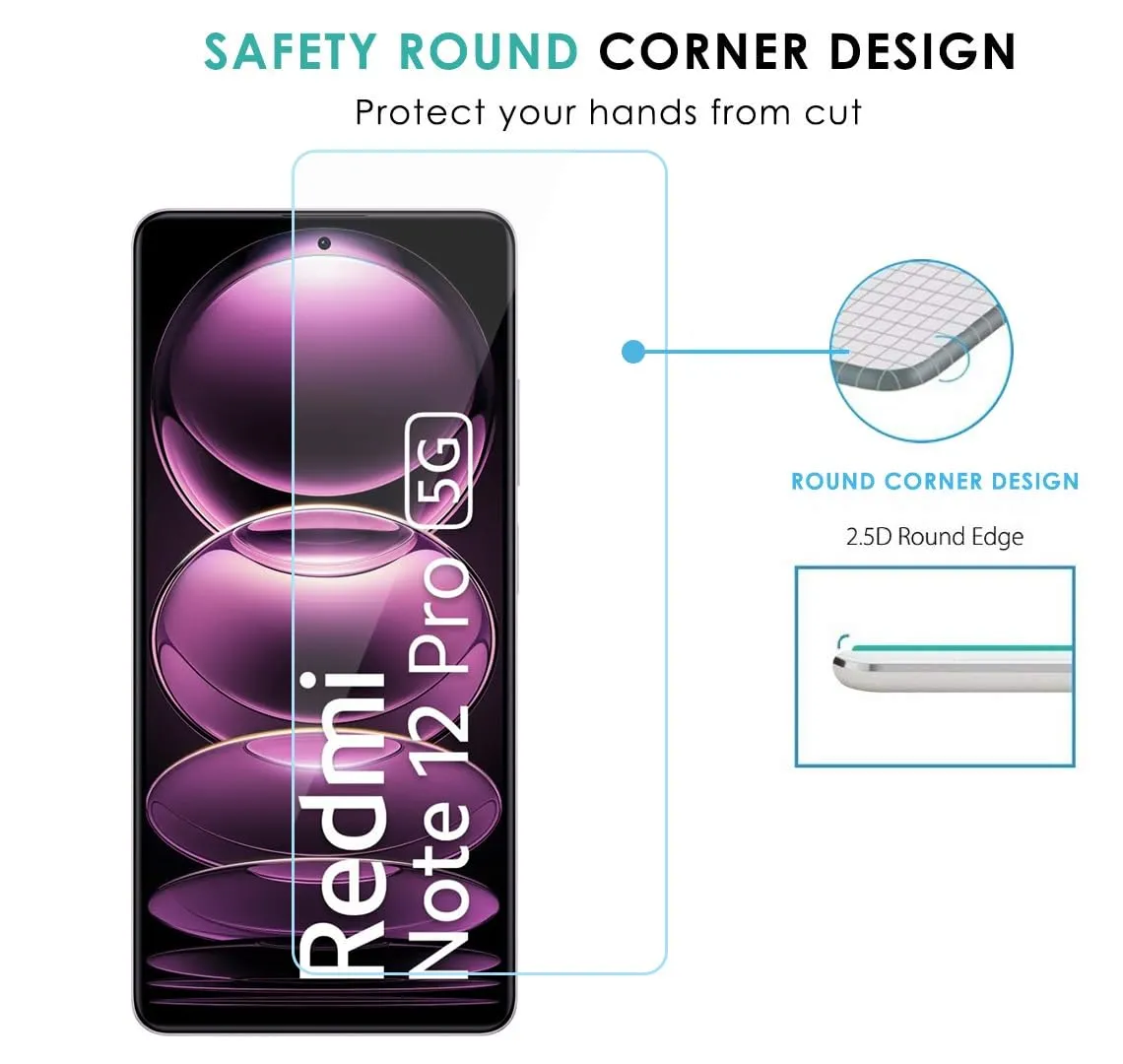Redmi Note 12 Pro / Poco X5 Pro Tempered Screen Protector Guard GLaS HD - 2 Pack