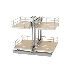 Rev-A-Shelf / 53PSPE-15SC-MP / Steel Two-Tier Pullout Solid Bottom Organizer for Blind Corner Cabinets w/ Soft-Close