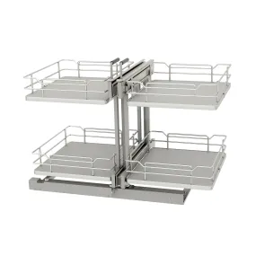 Rev-A-Shelf / 53PSPE-18SC-GR / Steel Two-Tier Pullout Solid Bottom Organizer for Blind Corner Cabinets w/ Soft-Close