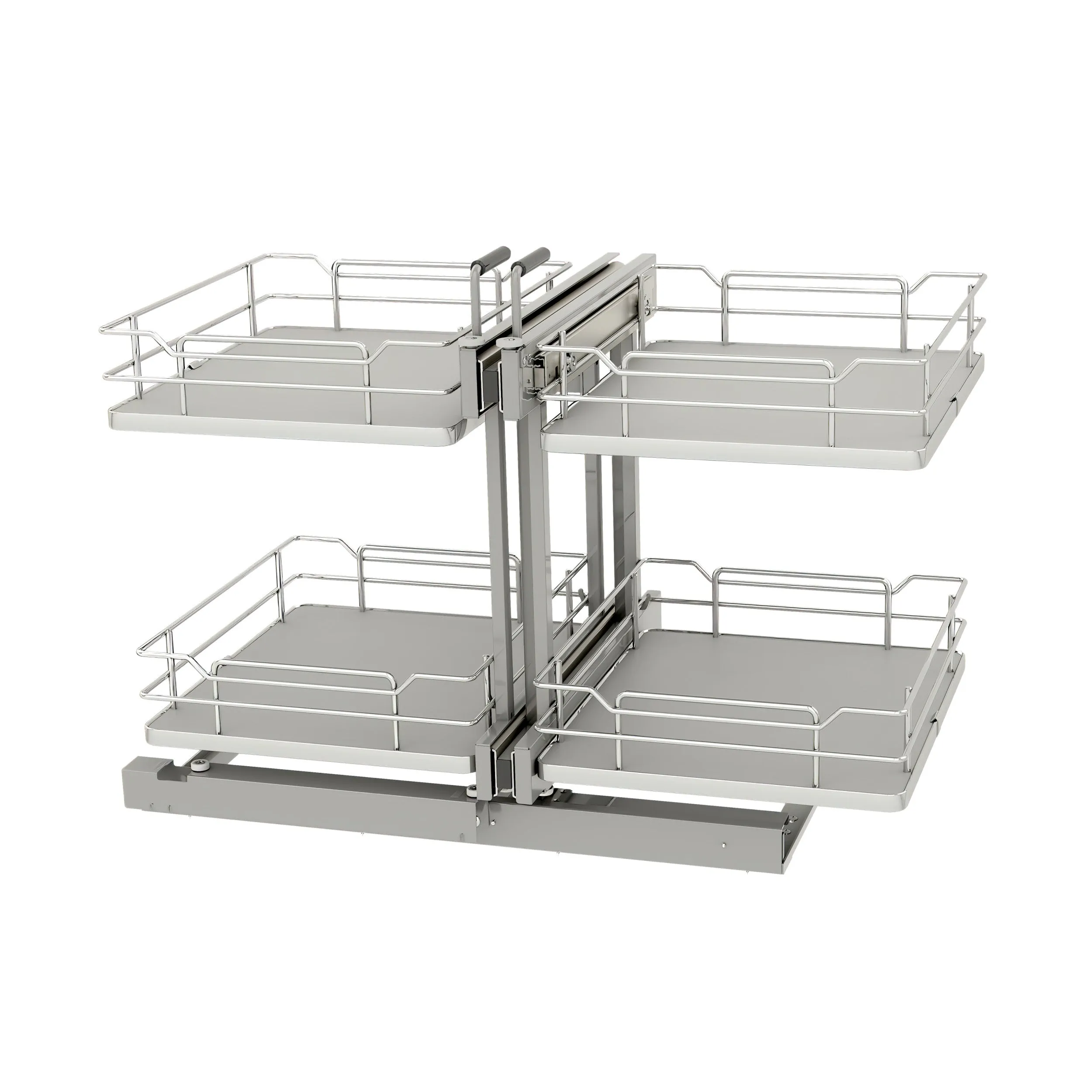 Rev-A-Shelf / 53PSPE-18SC-GR / Steel Two-Tier Pullout Solid Bottom Organizer for Blind Corner Cabinets w/ Soft-Close