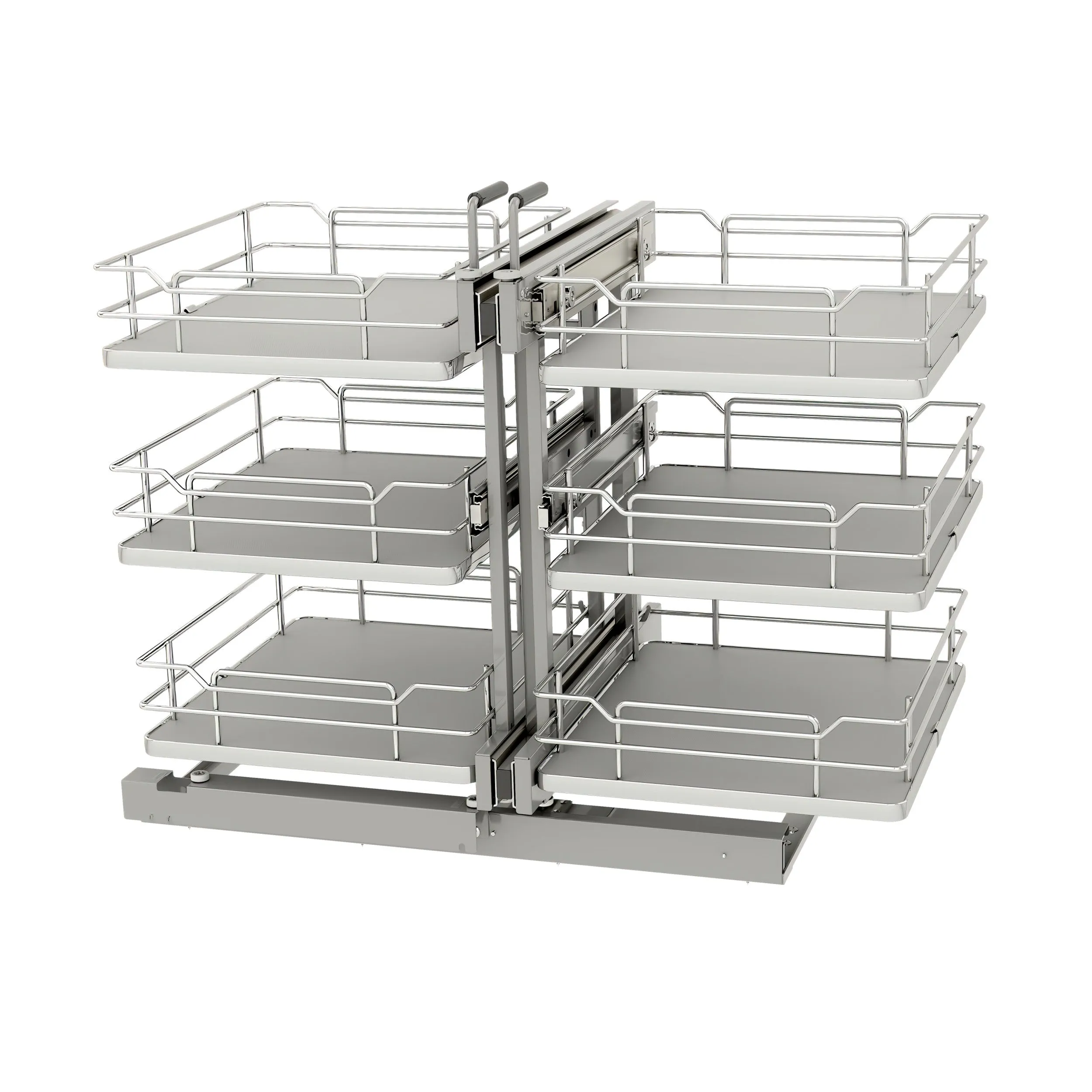 Rev-A-Shelf / 53PSPE3-18SC-GR / Steel 3-Tier Pullout Solid Bottom Organizer for Blind Corner Cabinets w/ Soft-Close