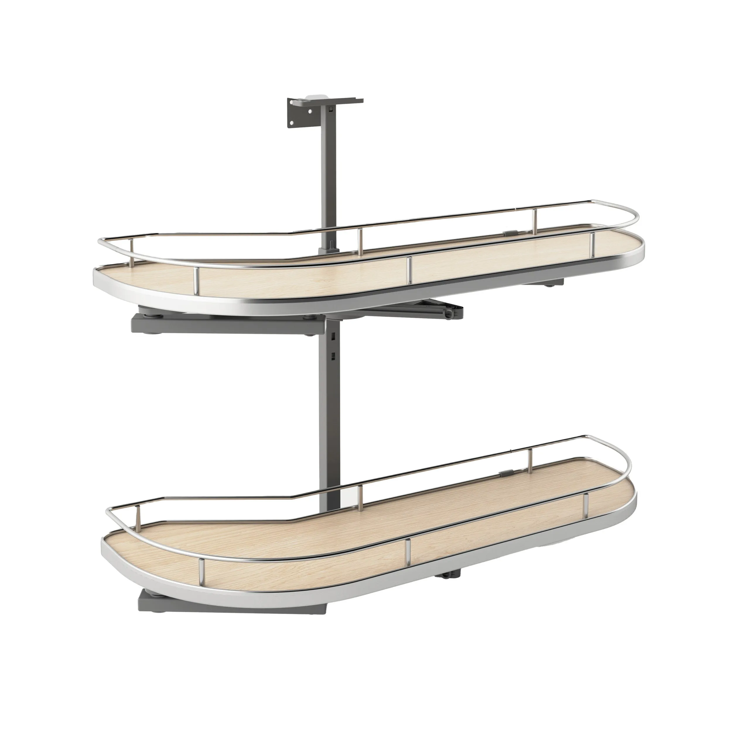 Rev-A-Shelf / 587-12-RMP / Two-Tier Maple Solid Bottom Girasolo for Right Door/Blind Left Corner Cabinet - 12" Opening