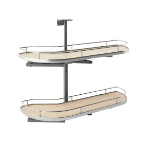 Rev-A-Shelf / 587-12-RMP / Two-Tier Maple Solid Bottom Girasolo for Right Door/Blind Left Corner Cabinet - 12" Opening