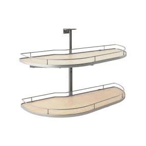 Rev-A-Shelf / 587-18-RMP / Two-Tier Maple Solid Bottom Girasolo for Right Door/Blind Left Corner Cabinet - 18" Opening
