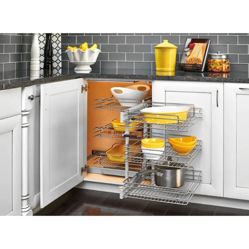 Rev-A-Shelf 5PSP Series Chrome Blind Corner Optimizer Soft-Close