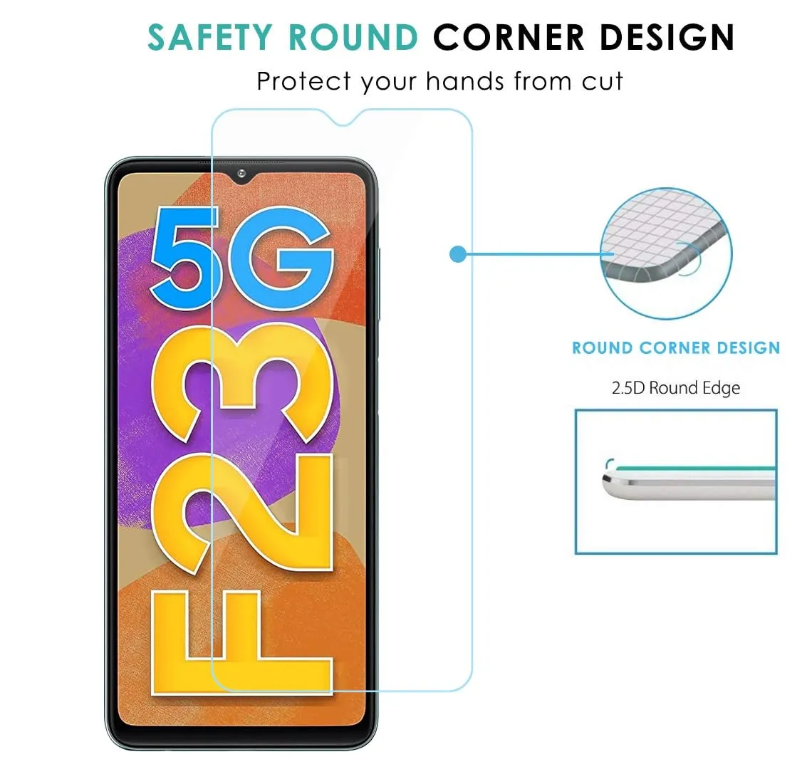 Samsung Galaxy M33, M13, M23, A23, and Galaxy F23 Tempered Screen Protector Guard GLaS HD - 2 Pack