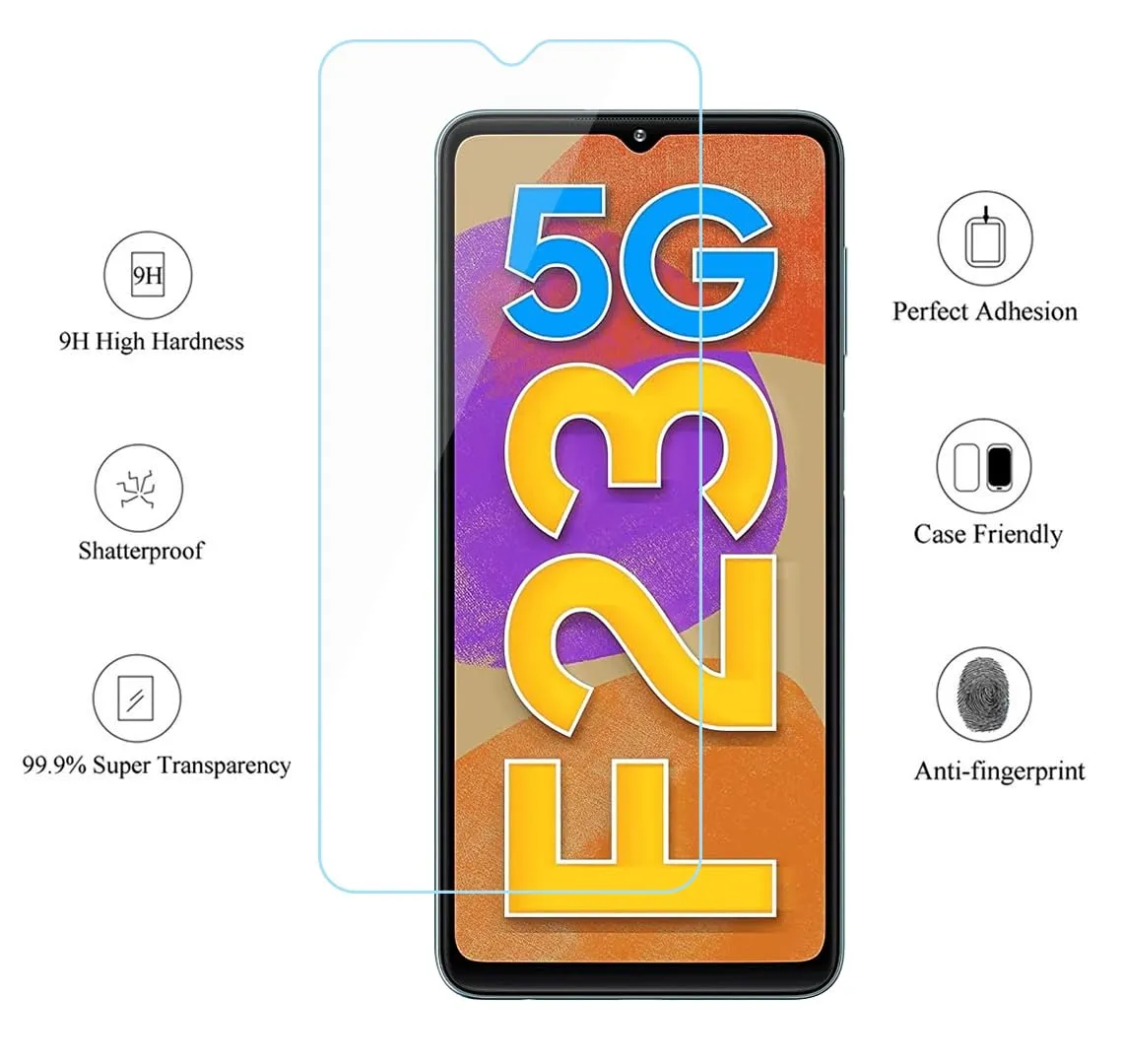 Samsung Galaxy M33, M13, M23, A23, and Galaxy F23 Tempered Screen Protector Guard GLaS HD - 2 Pack