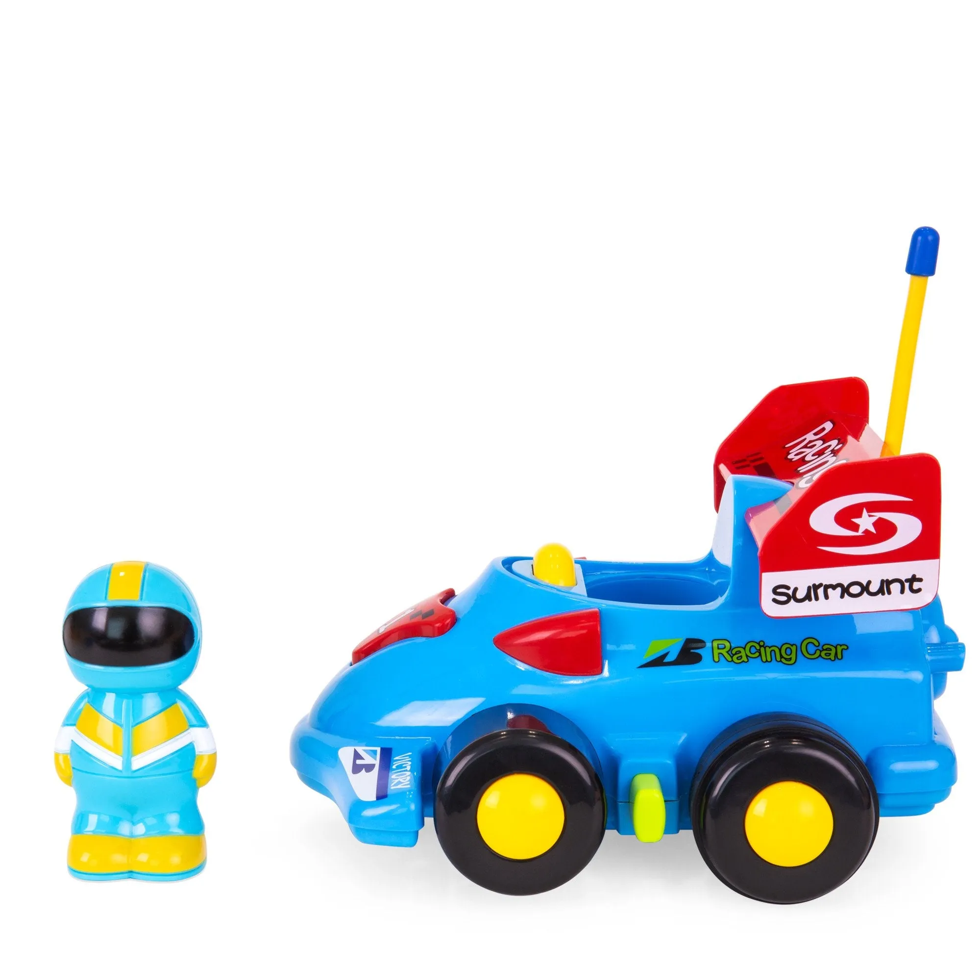 Set of 2 Kids RC Remote Control Racing Car Toys w/ Action Figures