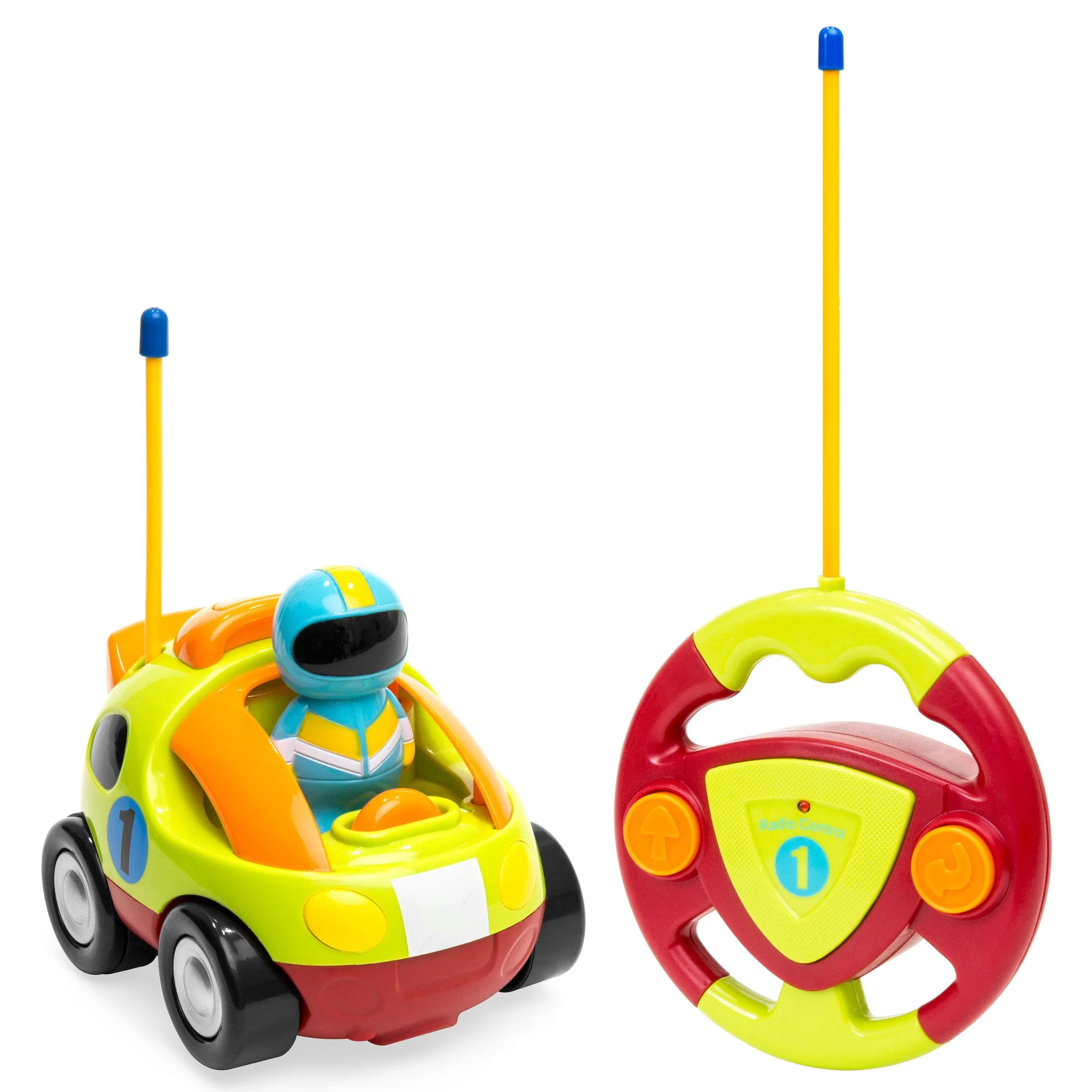 Set of 2 Kids RC Remote Control Racing Car Toys w/ Action Figures