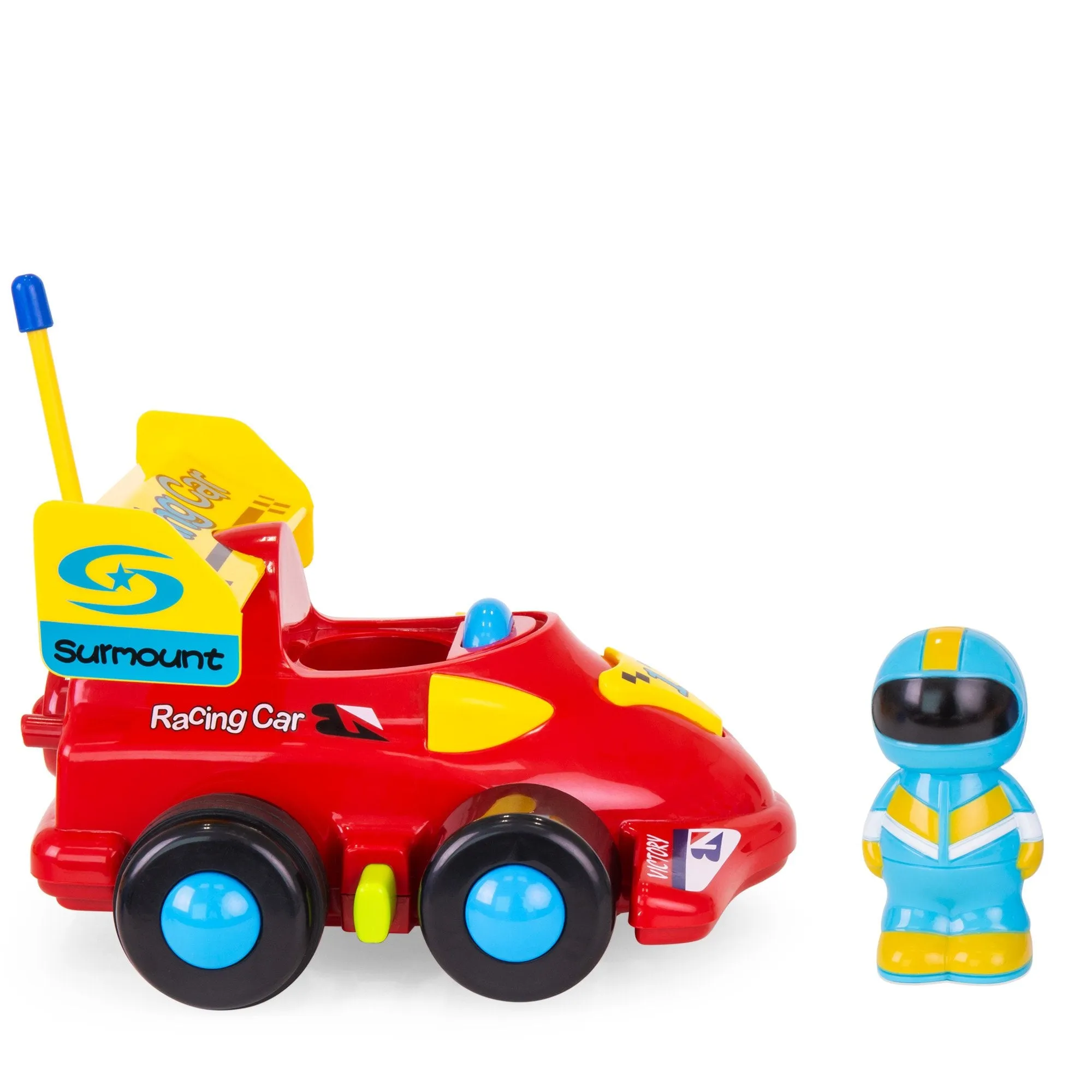 Set of 2 Kids RC Remote Control Racing Car Toys w/ Action Figures
