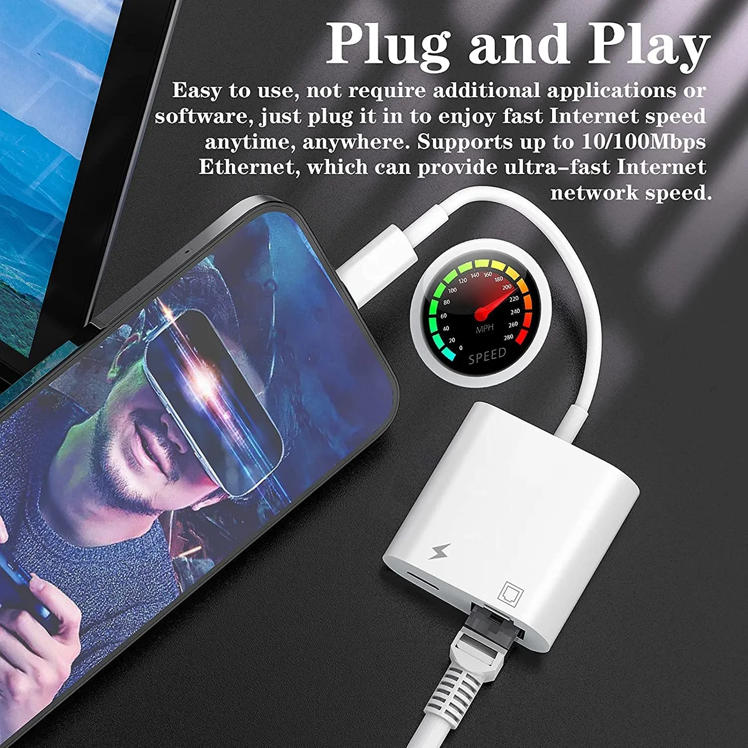 Top-Up Ethernet Adapter for Apple iPhone, iPad and Android Devices