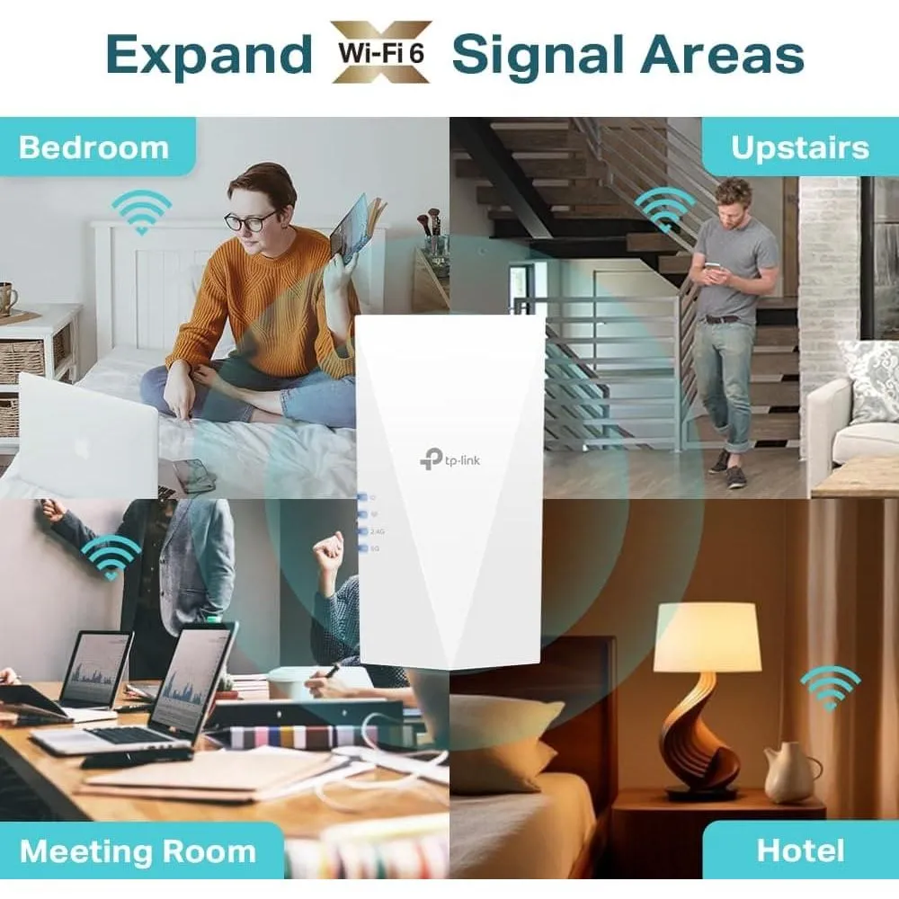 TP-Link Mesh WiFi 6 Booster, Ultraxtend WiFi Range Extender with 1 Gigabit Port, AX3000 Mbps Internet Booster, 5GHz, App Control Easy Setup, UK Plug (RE700X)