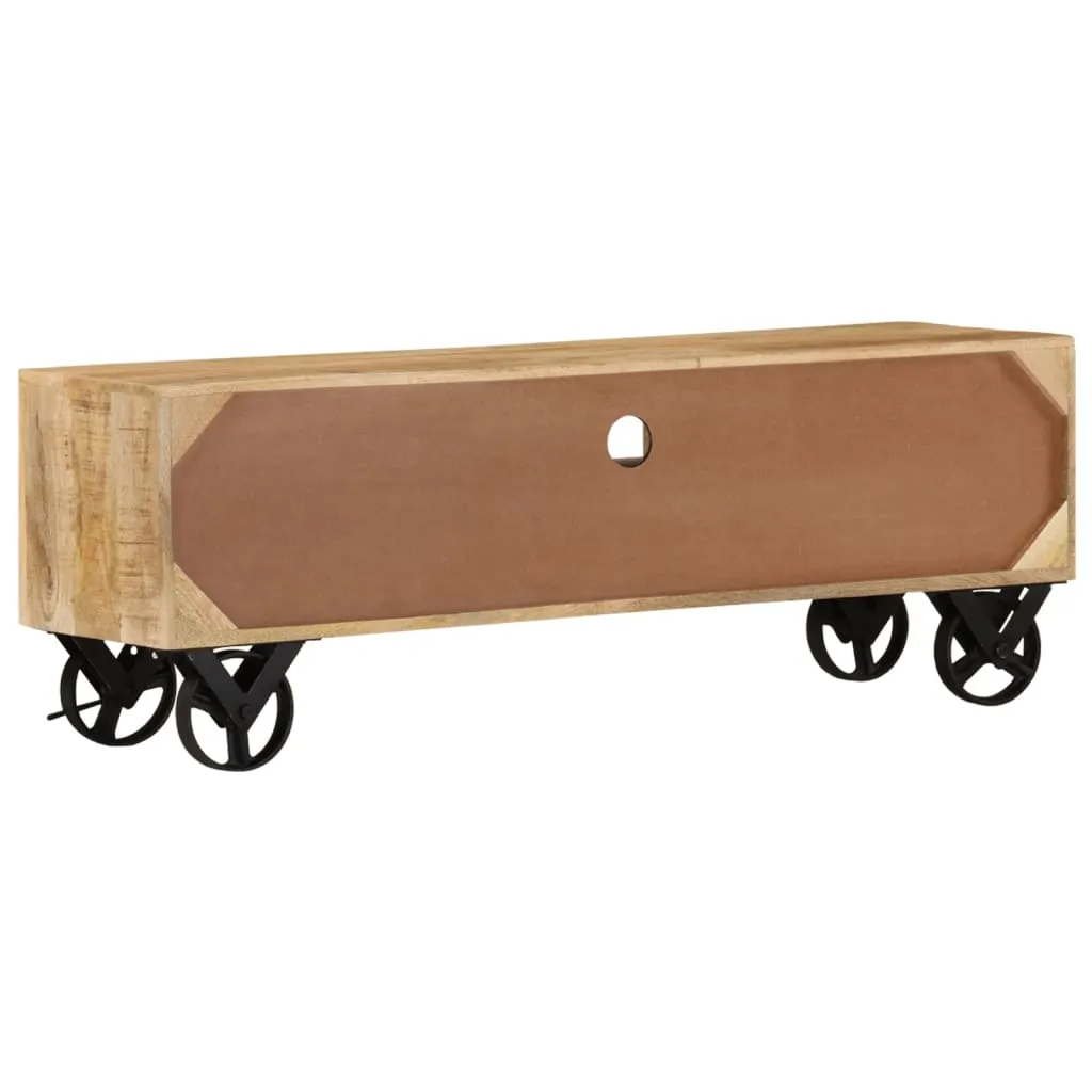 TV-Schrank mit Rädern 110x30x37 cm Raues Mangoholz