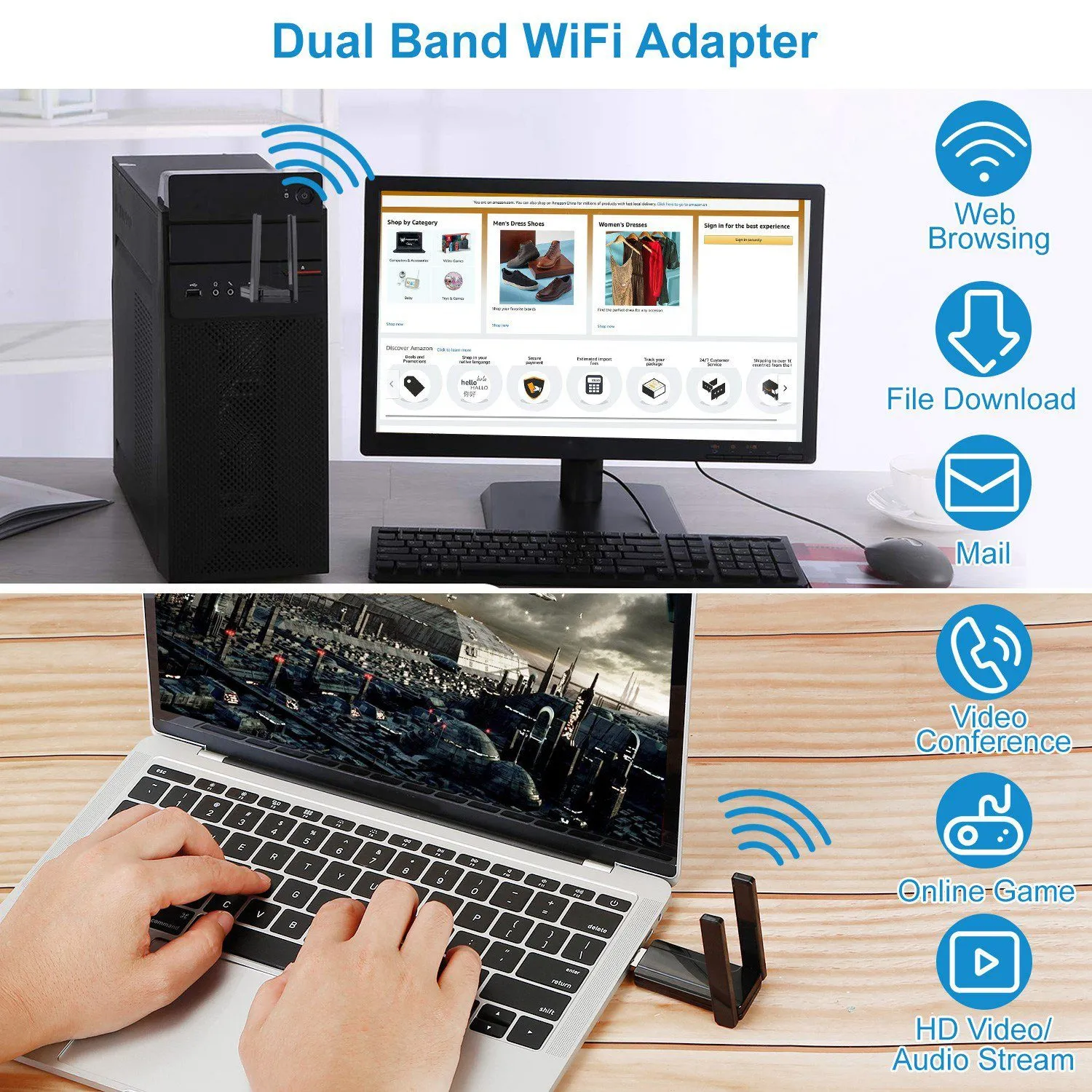 USB 3.0 WiFi Adapter AC1300 Mbps